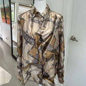 MaxMara Brown Tan Lightweight Shirt Jacket silk 10 NWT